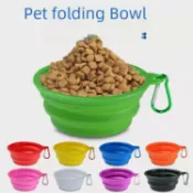 喜挖2店 【此商品為2入組】狗碗寵物矽膠折疊碗戶外懸掛貓碗行動式塑膠狗狗碗食盆