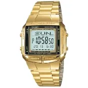 【CASIO 卡西歐】卡西歐多時區鬧鈴電子鋼帶錶-金(DB-360G-9A)