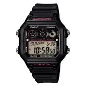 CASIO 10年電力電子錶款.防水100米、世界時間、計時碼錶AE-1300WH-1A2.AE-1300WH