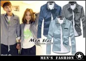 【Men Star】免運費 韓版修身牛仔襯衫 情侶襯衫 情侶裝 男 女 媲美 nike ck stage edwin