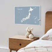 日本地圖-訂製磁吸系列海報-月白灰(生日客製化禮物)-單獨海報