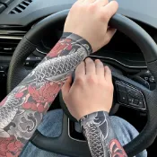 LEEHER 手套 機車手套 袖套 手臂套 紋身袖套 防曬袖套 透氣 冰袖 護臂 防紫外線 冷感袖套 男生袖套 花臂袖套 親膚042