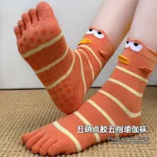 柳惠珠襪子 五指襪子女吸汗透氣點膠防滑分趾襪比奇堡小丑魚普拉提瑜伽中筒襪