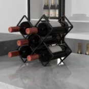 吧檯家用鐵藝酒瓶架葡萄酒架多瓶創意酒櫃菱形展示紅酒架擺件簡約