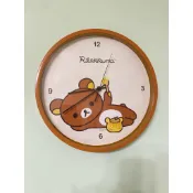【Rilakkuma 拉拉熊】靜音掛鐘  時鐘8吋陶瓷盤 大容量收納袋 日系手提袋 盤子 便當袋 餐具袋