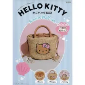 ☆Juicy☆日本雜誌附錄 Hello Kitty 日曬曬黑 藤編包 草編包 手提包 托特包 手提袋 日雜包2357