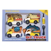益智糖果色可拆裝工程車組 DIY拼裝車 拆裝車 DIY TRUCK 挖土機 吊車 水泥車 砂石車 【小胡玩具(電子發票)