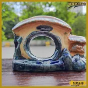 一洞天 水簾洞 魚蝦蟹屋 石灣陶瓷假山特色魚缸盆景擺件裝飾擺設可開發票✅瑞福居擺件館✨️臺北出貨✨️