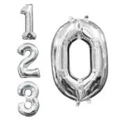 派對城 現貨 【16吋銀色數字鋁箔氣球(不含氣)】 生日氣球 鋁箔氣球 數字氣球 字母氣球 派對佈置 拍攝道具
