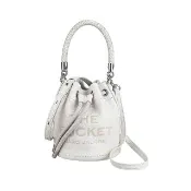 【MARC JACOBS】MARC JACOBS The Mini Bucket 荔枝紋牛皮抽繩斜背水桶包(迷你/奶油白)