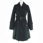 【DOKODEMO】成色極佳的BURBERRY BLUE LABEL 100% 純棉風衣，搭配羊毛內襯，黑色，尺寸 38，正品，女款