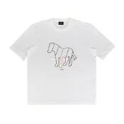 【HOTAI購】【PAUL SMITH】 草寫LOGO彩色線條斑馬圓領短袖T恤(男款/奶油白)