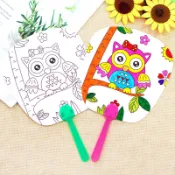 手作💕 端午節 塗鴉扇子 紙扇繪畫 著色紙扇 手繪空白扇 填色扇 圓扇 紙扇 幼兒園美術材料 兒童DIY 親子互動 禮物