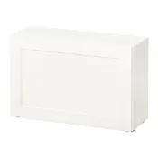 【IKEA 宜家家居】BESTÅ 附門片層架組, 白色/hanviken 白色, 60x22x38 公分