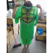 【二手普通】 M碼 全長100 綠色 忍者龜 連身造型服 尼龍 萬聖節 後背綁帶款童裝表演服