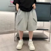 【YAOEENH】80-170CM 男童棉質短褲 中大童寬鬆洋氣休閒運動百搭五分褲 現貨 快速出貨