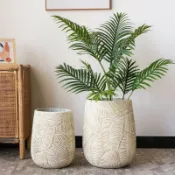 享家時代 簡約水泥花盆大型｜植物綠植鎂泥花器｜客廳｜陽臺落地盆栽｜室內裝飾｜擺件