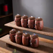 全球選品1館 生活百貨 紫砂茶葉罐可攜式旅行小號茶倉家用陶瓷散茶普洱茶盒儲存密封罐