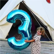 【暖暖~24h發】40英寸亮面尼藍美版大數字氣球生日派對翠綠鋁箔數字氣球批發