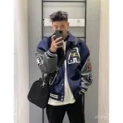 【Ashley】棒球外套男飛行外套藏藍色短款棒球服男春秋重磅刺繡棒球服潮牌外套男夾剋 BVW2