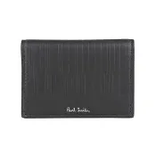 PAUL SMITH 字母銀漆LOGO牛皮皮雕壓紋2卡按釦式卡夾包(男款/深棕)