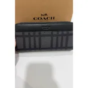 Coach男用pvc長夾長款錢夾 皮夾 手拿包 拉鏈錢包 12個卡位