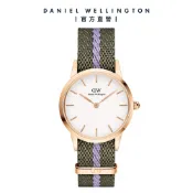 【Daniel Wellington】DW ICONIC NATO 28MM 雙色經典織紋錶-綠錶帶-金框