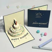 【桃園出貨】生日賀卡立體3d蛋糕手寫字創意禮物送閨蜜高顏值ins風可摺疊卡片