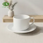 【CK全國瓷器】可疊咖啡杯系列-直身可疊咖啡杯盤 250mL 250cc 陶瓷咖啡杯 咖啡盤 雪白咖啡杯 可疊杯
