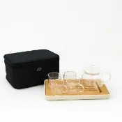 【LINOX】時尚旅行套裝組-1壺4杯1盤1包(外出泡茶組/外出旅遊攜帶方便)