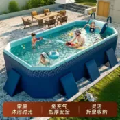 免運#泡澡桶游泳池兒童家用免充氣可折疊水池嬰兒家庭戶外大型支架泳池