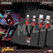 【GiftU禮尚網】【會計年度現貨出清】InfoThink 蜘蛛人系列Type C x Micro USB 2in1充電線 潮黑