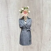 *♡*RCLADY/霧灰色/翻領綁帶背心外套/S-M/近全新/二手《Anna的百寶箱》