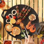 【🎯 在臺出貨 🔥】烤肉盤戶外麥飯石卡式爐燒戶外烤肉鍋韓式鐵板燒電磁爐煎烤盤家用 烤盤 烤肉盤 韓式烤盤 燒烤盤