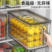 【滿滿百貨鋪】冰箱　保鮮收納　盒　食品　級廚房專用蔬菜水果雞蛋冷凍儲物整理盒　帶手柄
