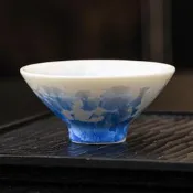 台灣現貨結晶釉海藍斗笠杯62ml禮盒裝高顏值品茗杯