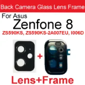 JDT 後置攝像頭鏡頭玻璃框架適用於華碩 Zenfone 8 ZS590KS 後置攝像頭玻璃鏡頭蓋支架更換零件