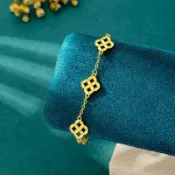 全球選品1館 生活百貨 復古越南沙金手鍊設計感銅錢幣四葉花手飾女百搭久不掉色飾品