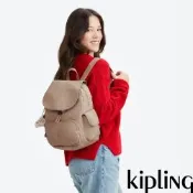 『猴子包』Kipling 淺棕褐色拉鍊掀蓋後背包-CITY PACK S