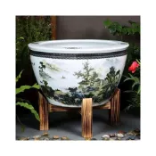 (店+)景德鎮 大型陶瓷魚缸落地庭院水缸門麵荷花缸碗蓮花盆吸水石假山造景客