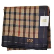 DAKS 經典格紋深藍邊字母LOGO圖騰帕領巾(48CM)