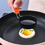臺灣現貨蒸蛋器 煮蛋器 煮蛋神器 工廠批發不粘煎蛋器圓形蛋圈 矽膠手柄蛋糕模不鏽鋼圓形DIY煎蛋模