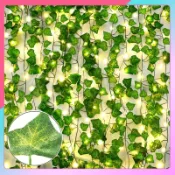 2 M 人造常春藤葉綠葉藤人造植物藤花環用於家庭花園裝飾