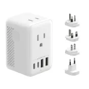 旅用變壓器220V轉100V，AC插座2孔＋USB4埠（USB-C×2），支援A/BF/C/O，適用美韓澳英中日本直送
