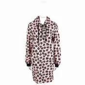 LOVE MOSCHINO 半拉鍊設計粉色花朵印花長袖運動衫 洋裝