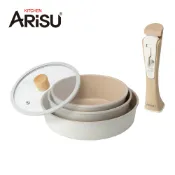 韓國Arisu 可拆式陶瓷不沾鍋5件組20cm｜IH不挑爐 露營鍋具 租屋小湯鍋 拆卸把手