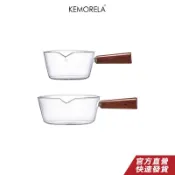 KEMORELA 耐熱玻璃牛奶鍋 臻琦木把玻璃鍋 湯鍋 炒鍋家用多用途側把煮泡面鍋燉鍋玻璃鍋雪平鍋寶寶輔食鍋直火加熱餐具