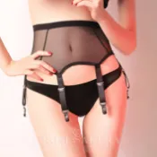 EFP大美人-2023促銷❤珞櫻正品性感歐美女王高檔吊襪帶半透明蕾絲邊金屬葫蘆扣長統襪配件~黑白7369