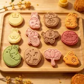 〖中秋節餅乾曲奇模具〗中秋節模具 3D餅幹模具 3d烘焙模具 卡通兔子月餅桂花糕月亮玉兔烘焙家用印模工具