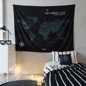 世界地圖(中文)-專屬訂製掛布。星空黑 (生日客製化禮物)送禮推薦
